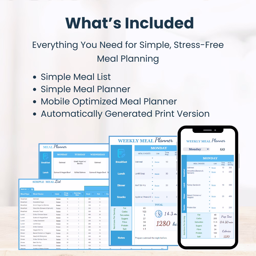 Google Sheets template for simple meal planning