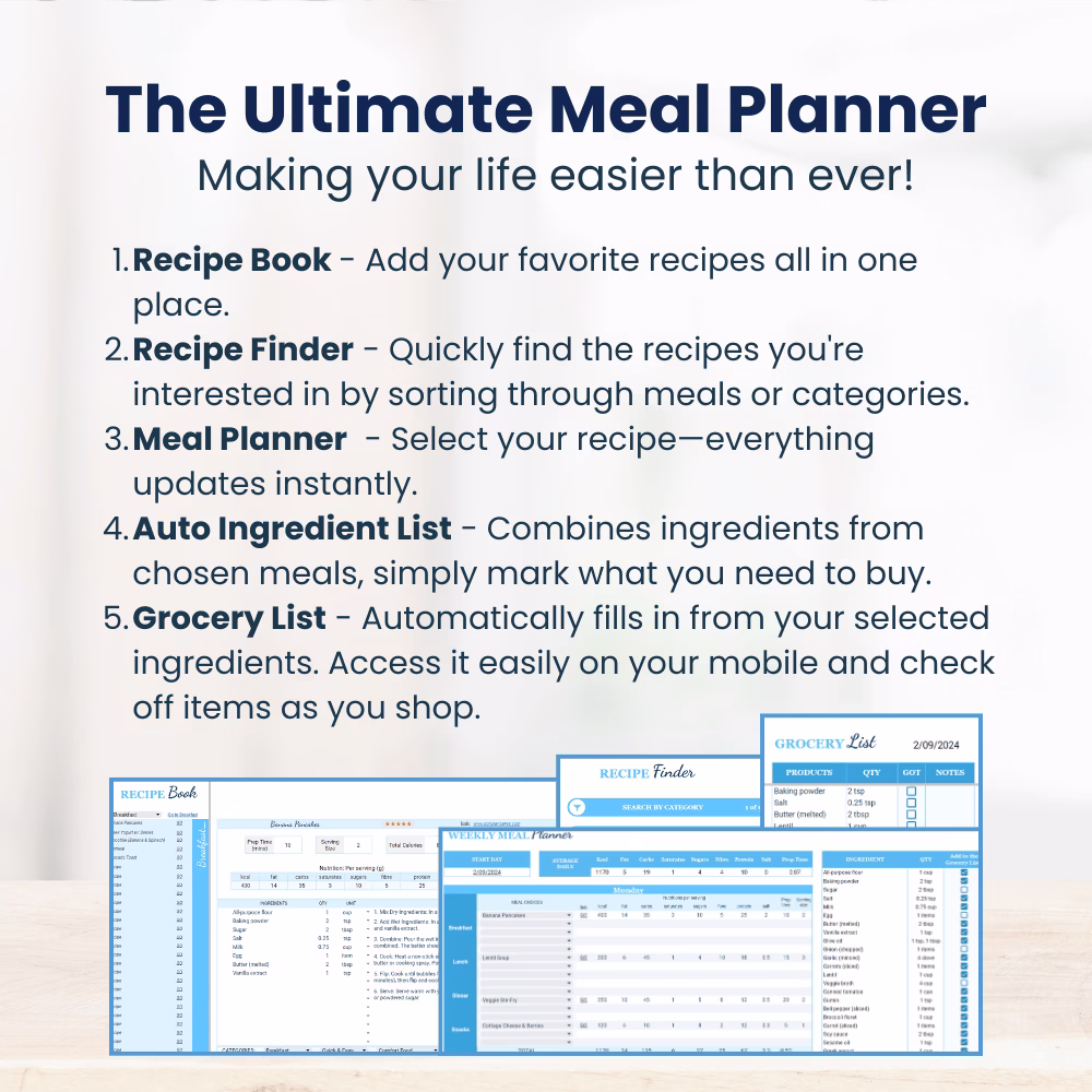 Meal plan and grocery list automation in Google Sheets
