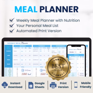 Simple and easy Google Sheets weekly meal planner with calorie tracking